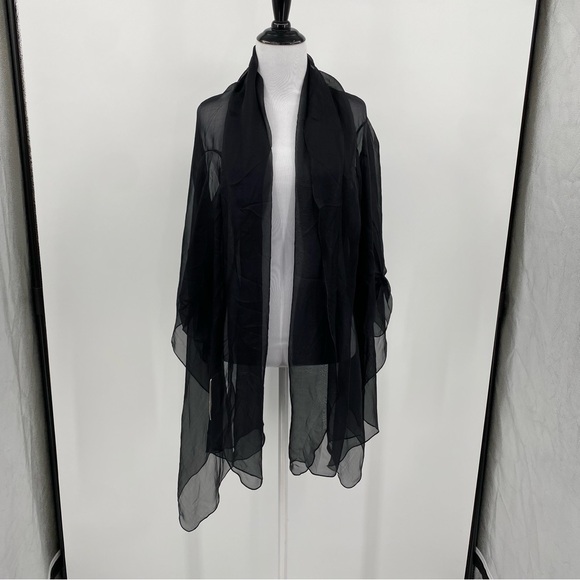 Lena Moro Silk Wrap‎ Cover Up Top Women’s S-L Black Karolina Sheer Whimsigoth - Picture 2 of 12